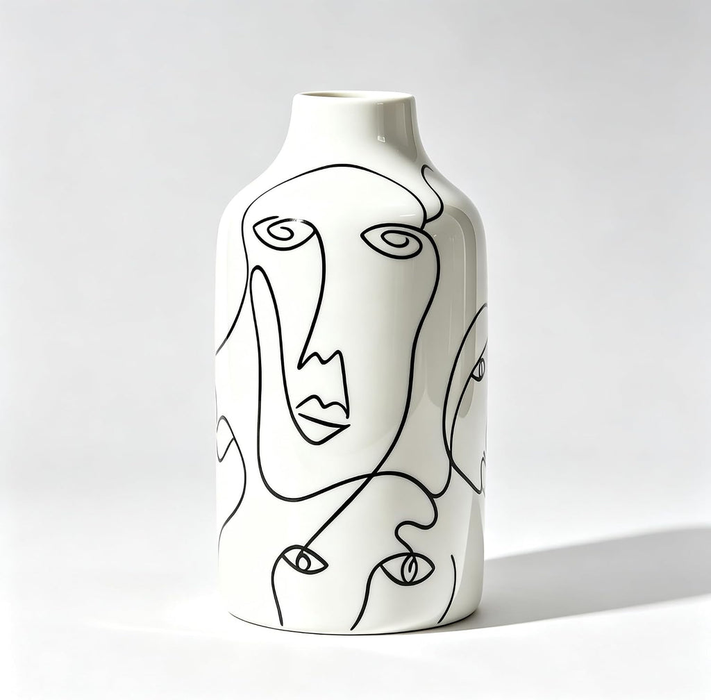 Kimdio Ceramic Vase for Home Decor, Abstract Irregular Design Flower Vase, Living Room Decor Minimalist Decorative Vases for Pampas Grass