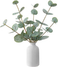 dallisten 13" Artificial Eucalyptus Stem Fake Plants Indoor Small with Vase