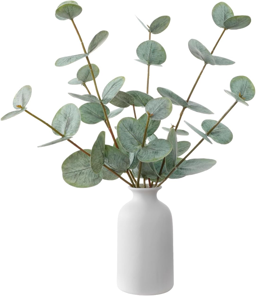 dallisten 13" Artificial Eucalyptus Stem Fake Plants Indoor Small with Vase