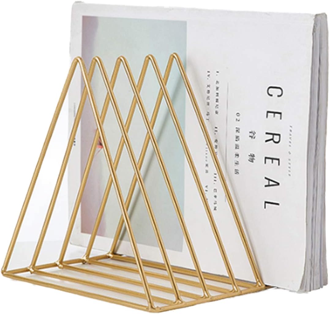 QPEY 5-Slot Gold Metal Triangle File Holder, 1pc for Office