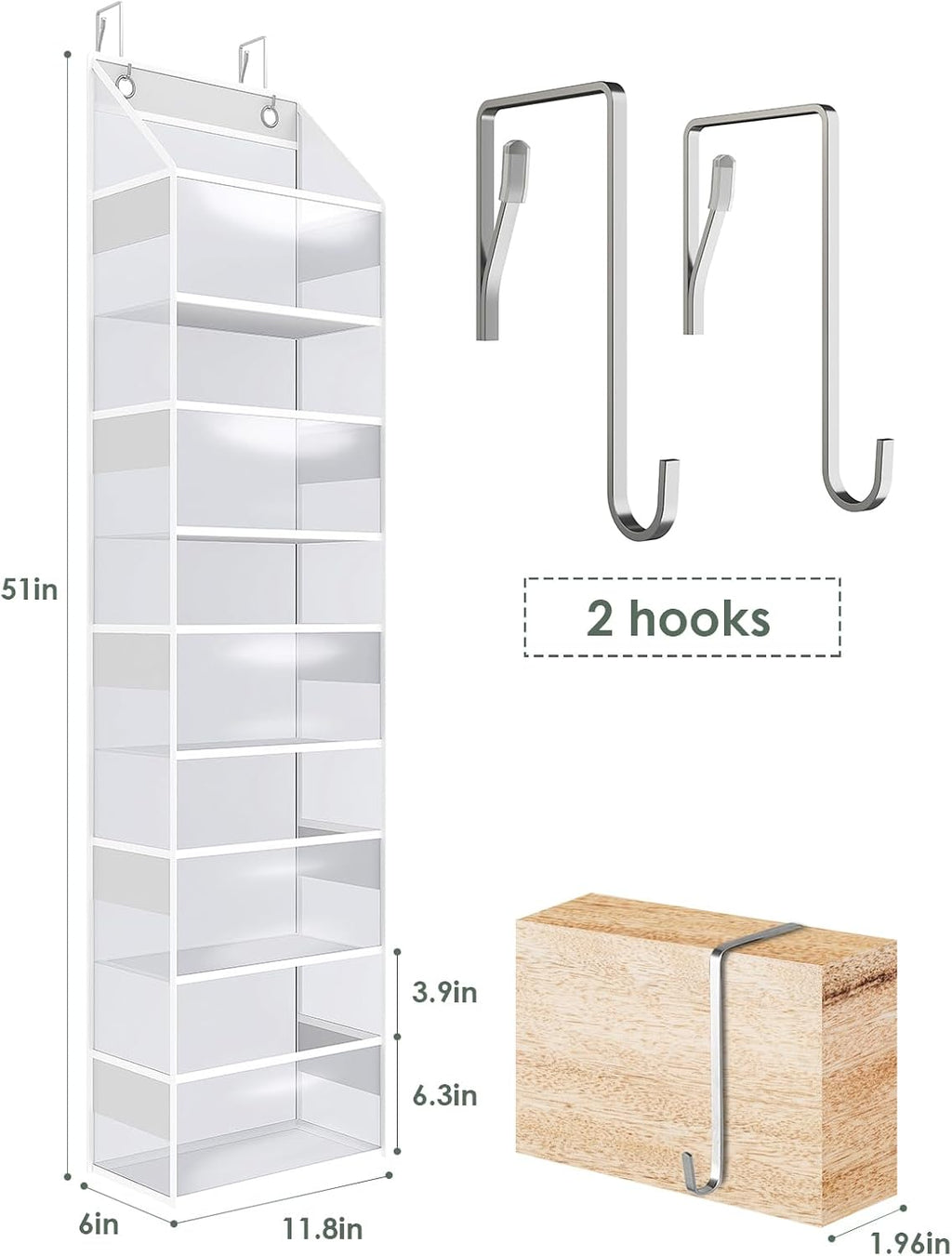 Over The Door Hanging Organizer, Clear Hanging Storage Bag, 5 Shevles Behind Door Organizer for Bedroom, Nursery, Bathroom, Closet, Pantry and Stuffed Animals Storage Holder, 1 Pack