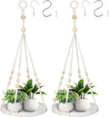 GREANER Macrame Plant Hangers Indoor, 2 Sets Hanging Planter Rack