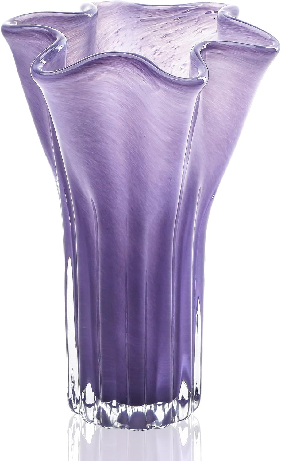 8'' Blown Glass Flower Vase, Decorative Modern Vase Centerpieces (Purple)