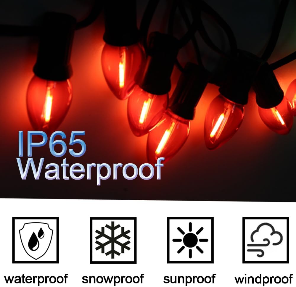 25 Pack C7 Multicolor 120V Waterproof Led Replacement Christmas Light Bulb