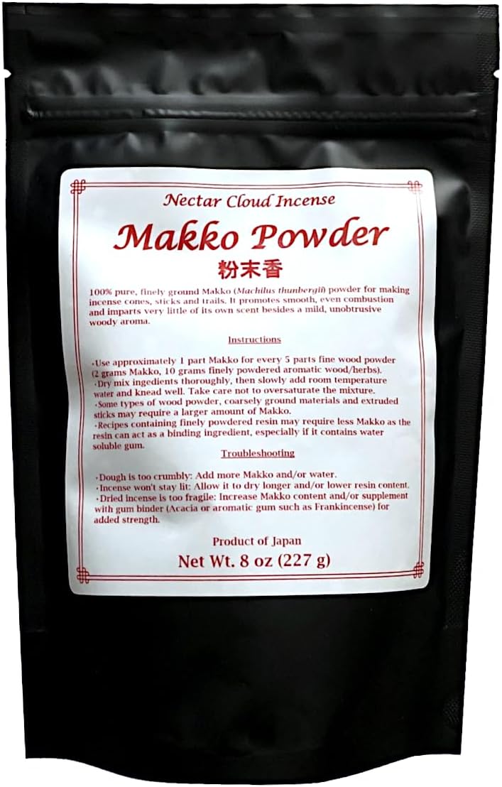 Makko Powder 8 oz, Incense Ingredient for Cones, Sticks, Coils and Trails, Authentic Japanese Machilus Thunbergii, Tabu No Ki Binder
