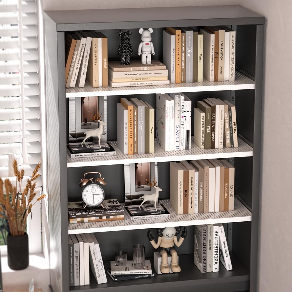 Adjustable Metal Closet Shelves, Heavy Duty Wall Mounted Expandable Tension Shelf Divider for Locker Wardrobe Cupboard (17''-31.5" L; 11.8" W), Set of 2