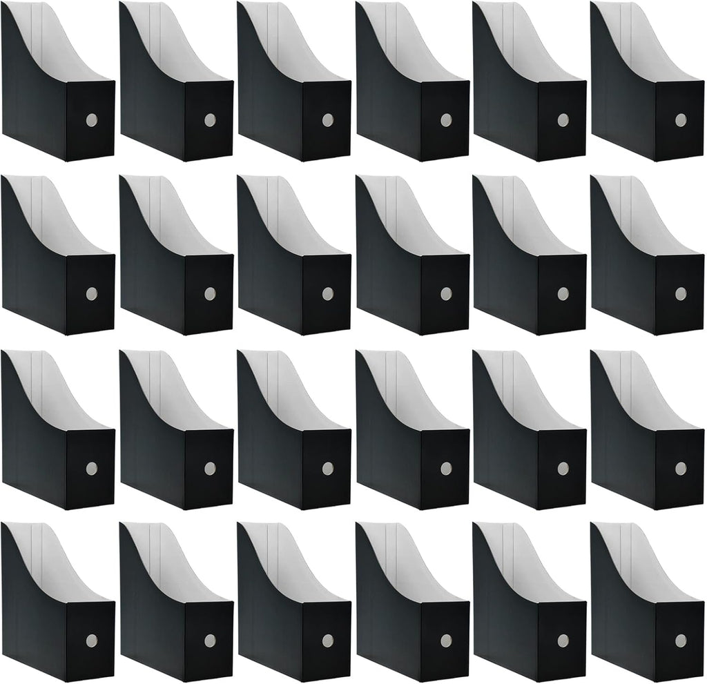 Limitliho 24 Pack Black Cardboard Magazine File Holder for Desk or Shelves