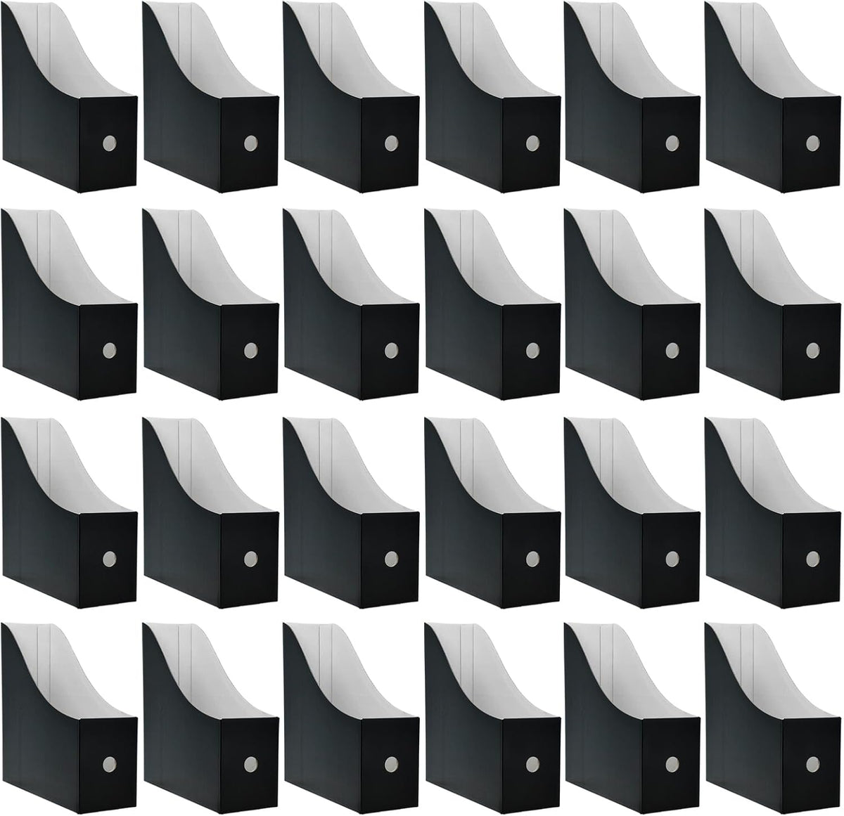 Limitliho 24 Pack Black Cardboard Magazine File Holder for Desk or Shelves