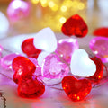 BOHON Valentine Day Decor 10 ft 30 LEDs 3D Heart Lights, Red White Pink