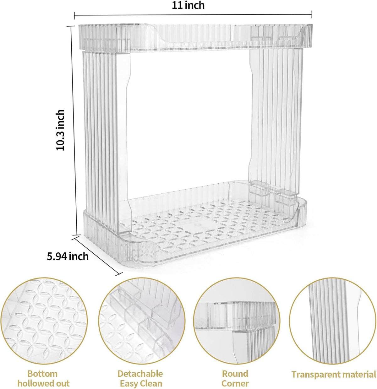 Ayswupt Acrylic 2 Tier Bathroom Counter Organizer,Makeup Organizer for Vanity,Clear Organizer Shelf for Kitchen Sink Countertop Storage,Perfume Tray for Dresser,Decor Tray for Skincare Cosmetics