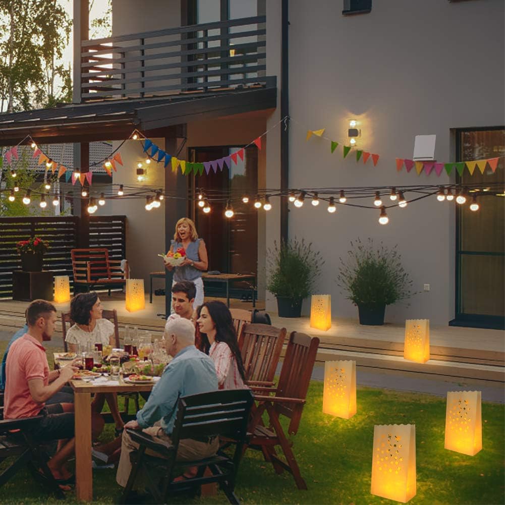 ANZOME Flameless Tea Lights with 30 Luminary Bags, LED Battery, 30 Pack