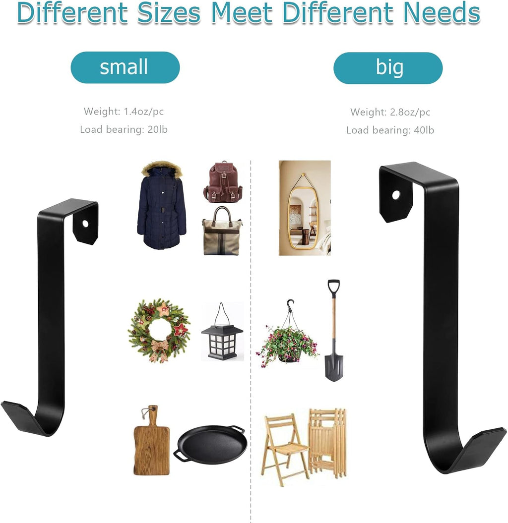 Over The Door Hooks, 6 Pack Heavy Duty Hanger Hook for Hanging (Black-6)