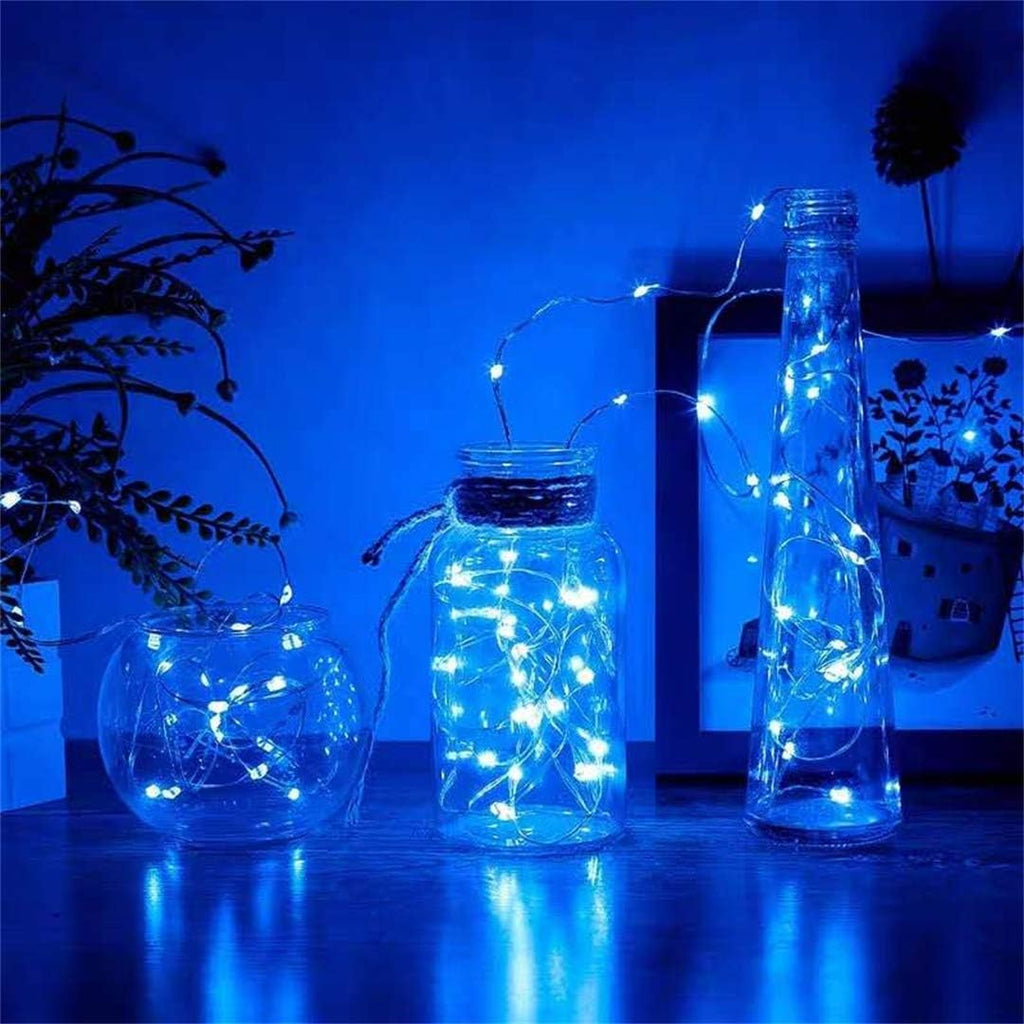 4 Pack Battery Operated Dewdrop Led Lights,Indoor Mini Fairy Lights With Timer Function,For Wedding Home Parties Christmas Holiday Decoration,6 Hours on/18 Hours Off ,30 Count LEDs,10 Feet(Blue)