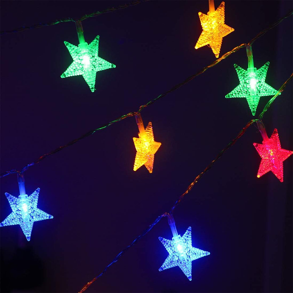 Star String Lights Battery Operated,16.4FT 50LED Waterproof Fairy Lights,Battery Powered Christmas Lights with 8 Modes Remote Control & Timer for Indoor Outdoor Bedroom Tent Party Multicolor