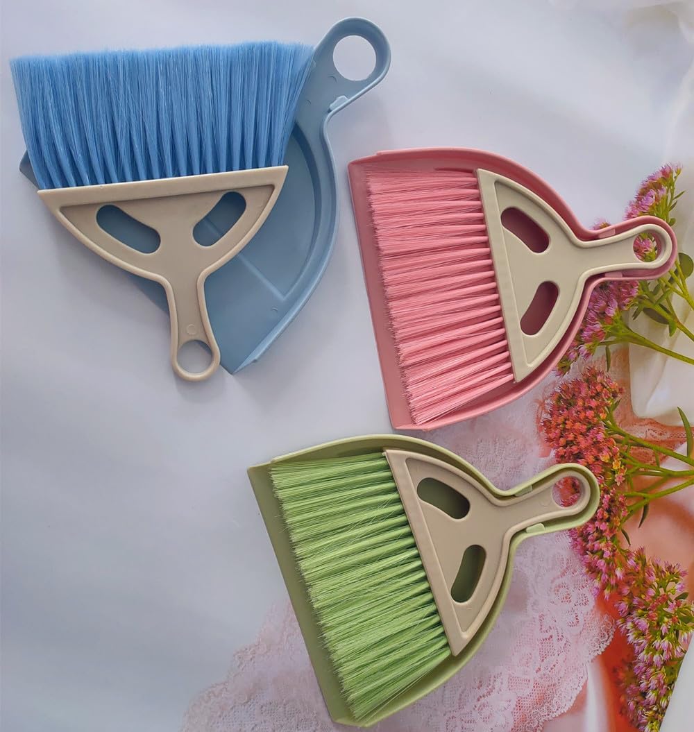 3 Pack Mini Broom Dustpan Set, Small Brush for Desk Keyboard Cars Sofa