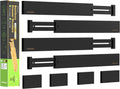 ANTOWIN Bamboo Drawer Dividers Organizers, Expandable Drawer Separators Splitter,17-22 inches Long Adjustable Spring-loaded Organizer for Large Utensil, Clothes, Tools Drawers (Black)