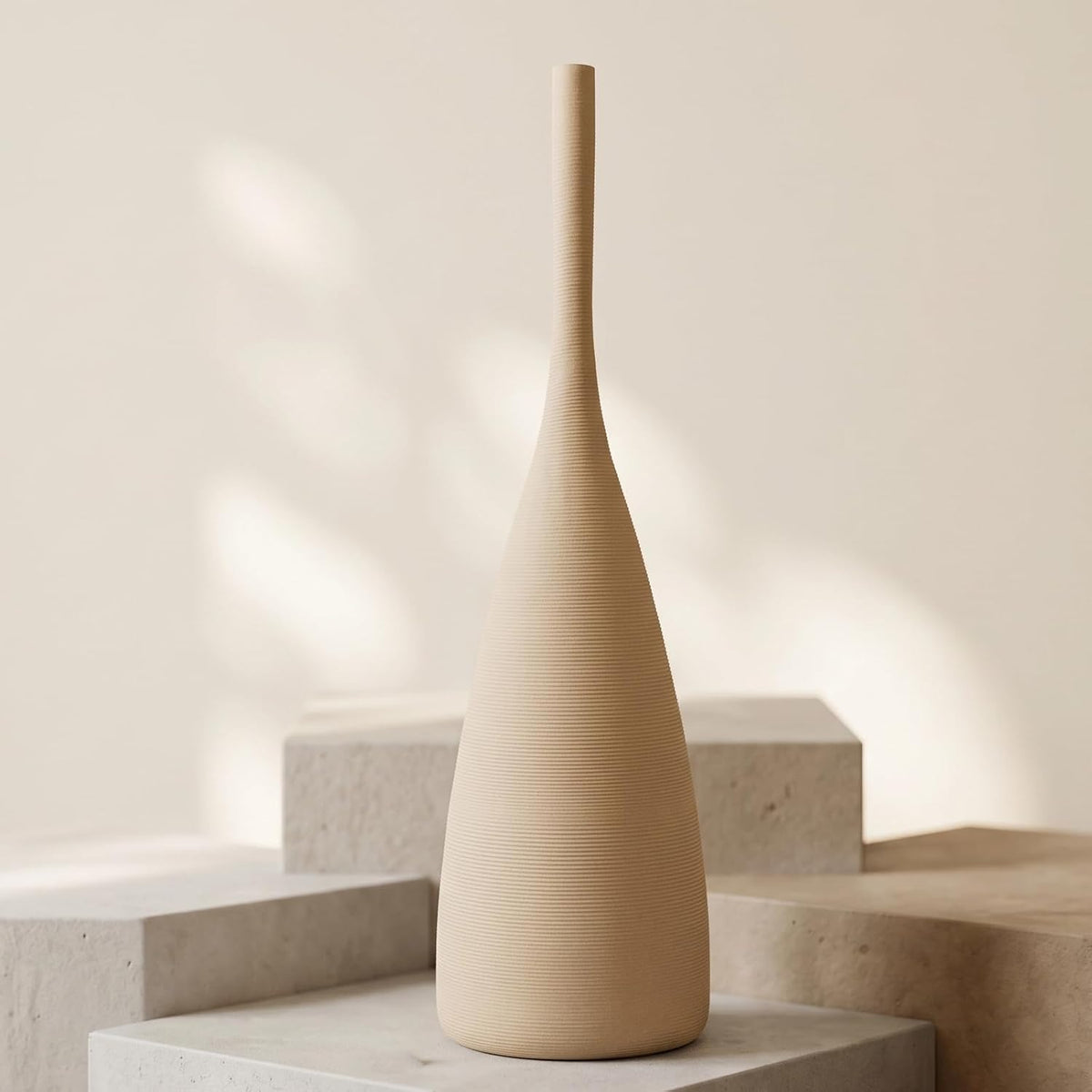 Ceramic Vases, 13 Inch Tall Modern Boho Vases, Matte Minimalist Decorative Vases for Home Decor, Centerpiece, Living Room, Bookshelf and Entryway Table, Matte Sand White