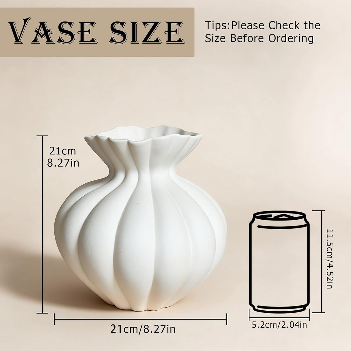 Ceramic Vase, Modern Boho White Flower Vase for Home Decor, Unique Vase for Farmhouse Living Room Cabinet Table Centerpieces Wedding Decorations (Extra-Wide-White)