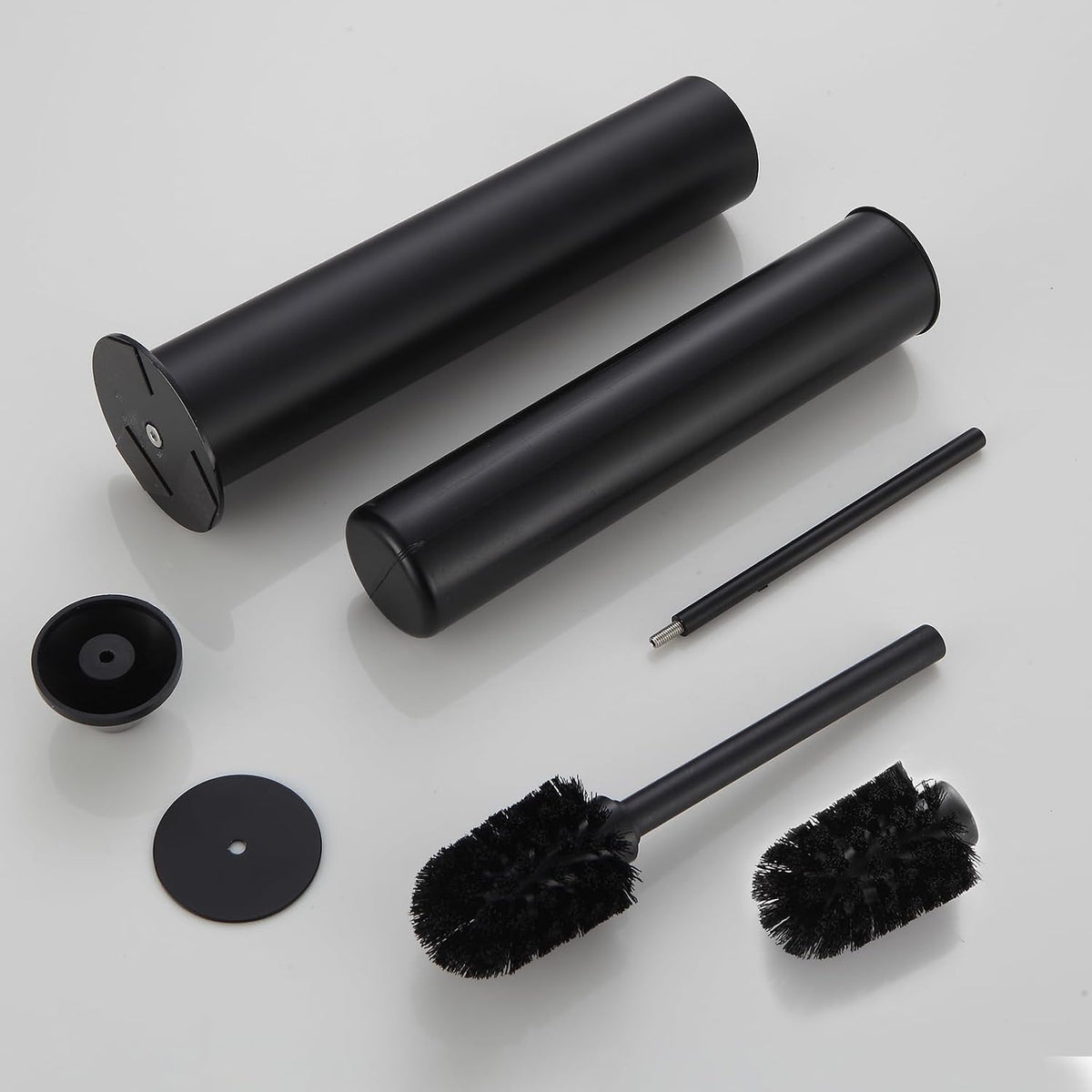 BGL Toilet Brush and Holder Set, Heavy Duty 304 Stainless Steel, Round Base and Long Handle for Bathroom Deep Cleaning, Drip-Proof, Space Saving for Storag, Black