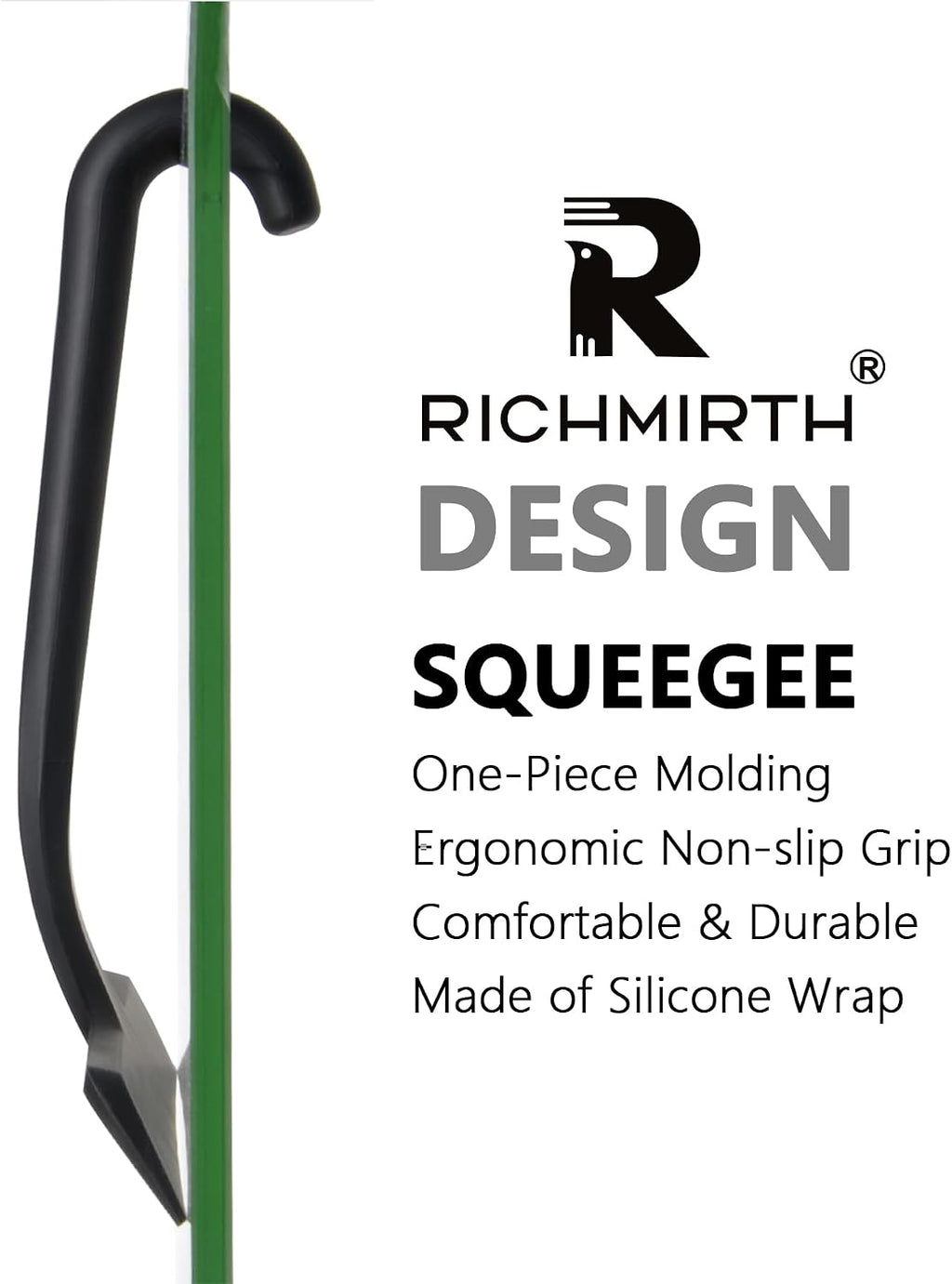 Squeegee Shower with Hook, 11 Inch Silicone Glass Cleaner