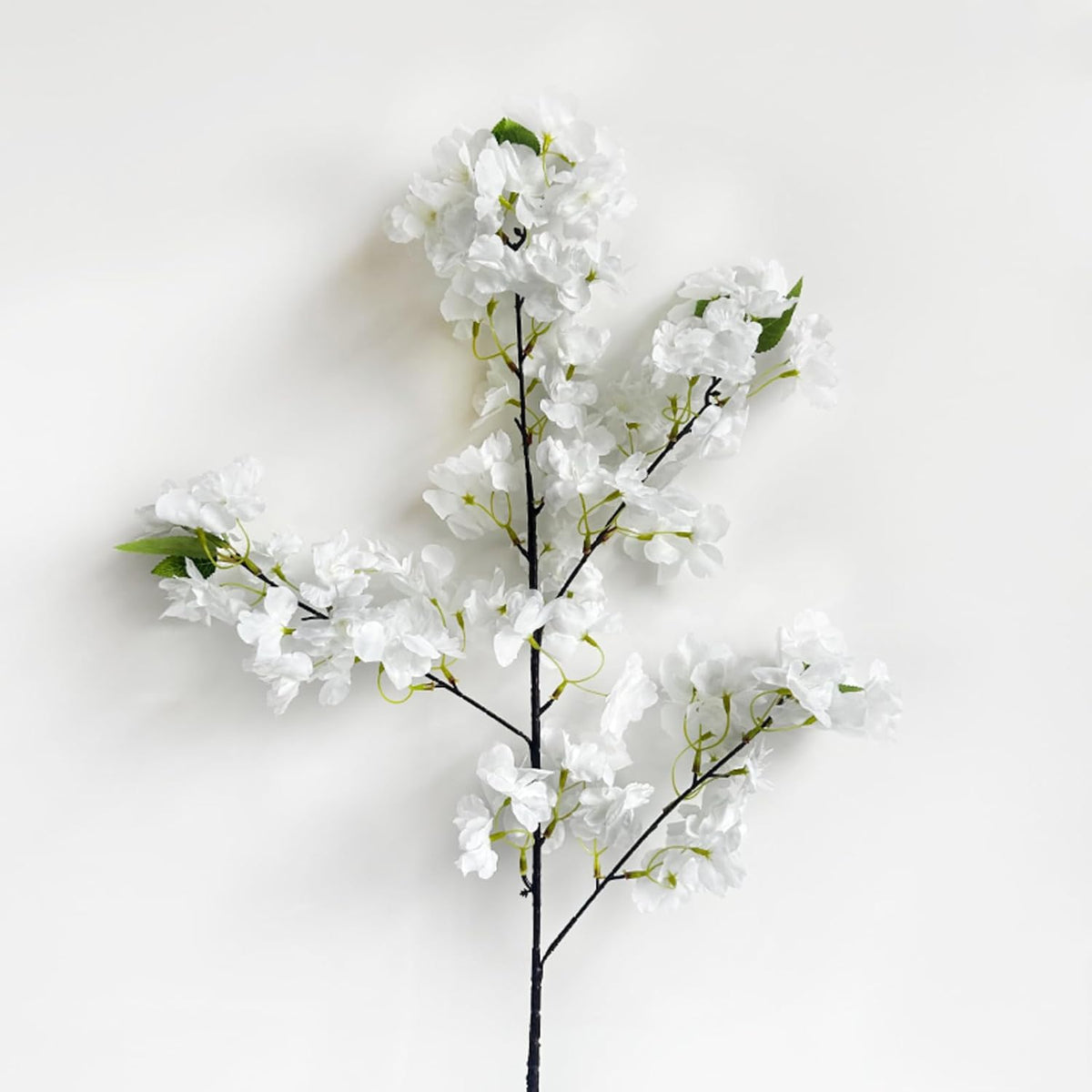 Artificial Cherry Blossom Branches, 5Pcs White Silk Faux Flowers, 33.5in