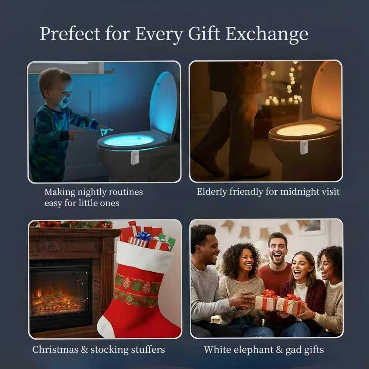 Witshine Toilet Light Motion Activated, White Elephant Stuff for Bathroom