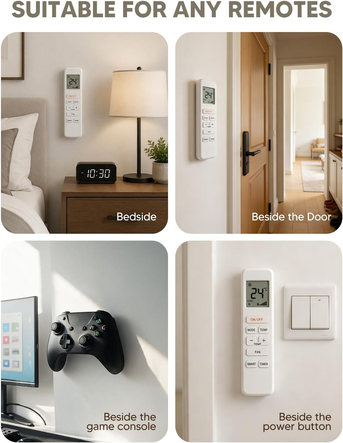 6 Pack Magnetic Remote Control Holder, No-Drill Wall Mount Organizer, Self-Adhesive Silicone Remote Caddy, for Bed,TV, Ceiling Fan Air Conditioner Remotes Rv Storage And Organization, Multicolor