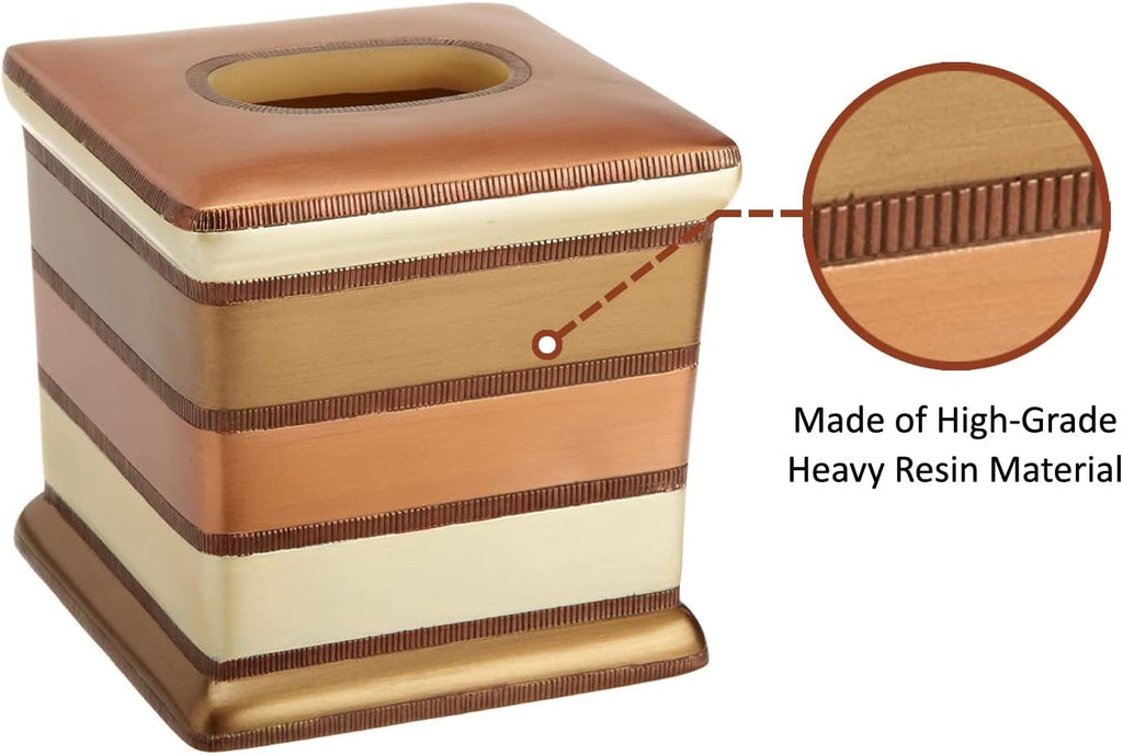 Resin Tissue Box Cover for Modern Home Decor - Minimalist Square Tissue Box Holder for Guest Room, Bedroom, Bathroom, Tabletop & Office - Durable and Aesthetic Tissue Holder, Contempo