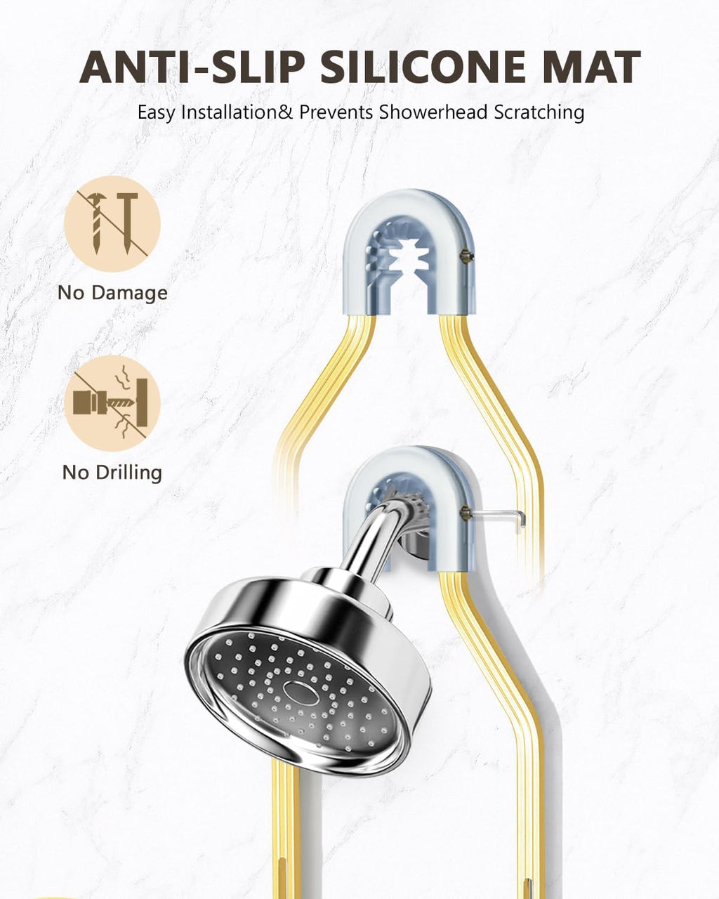 Adjustable Shower Caddy Hanging - Never Rust Shower Organizer Hanging, Aluminum Shower Racks for Inside Shower - Bathroom Organizers and Storage with 2 Soap Holders and 2 Removable Hooks Gold