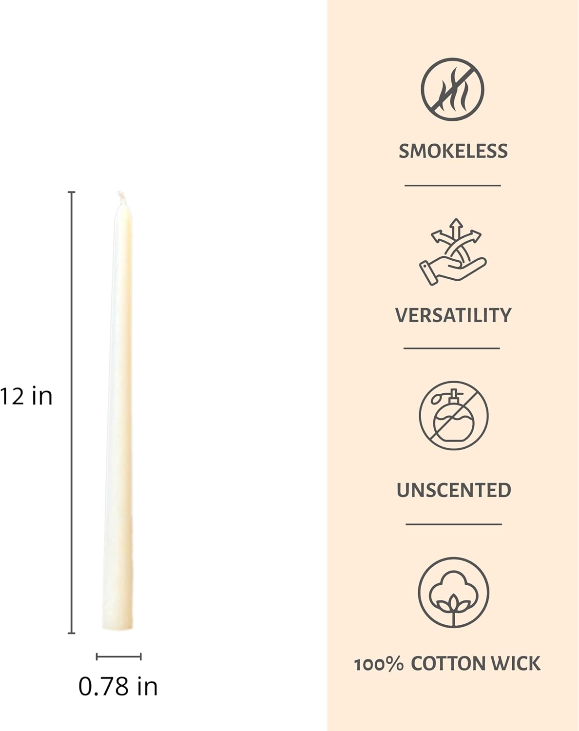Taper Candles 12 Inch 20 Pack White – CW Studio Unscented Smokeless Candlesticks, 7-8 Hour Clean Burn – Elegant Dinner Table Centerpiece for Wedding, Holiday Decor & Romantic Dinners