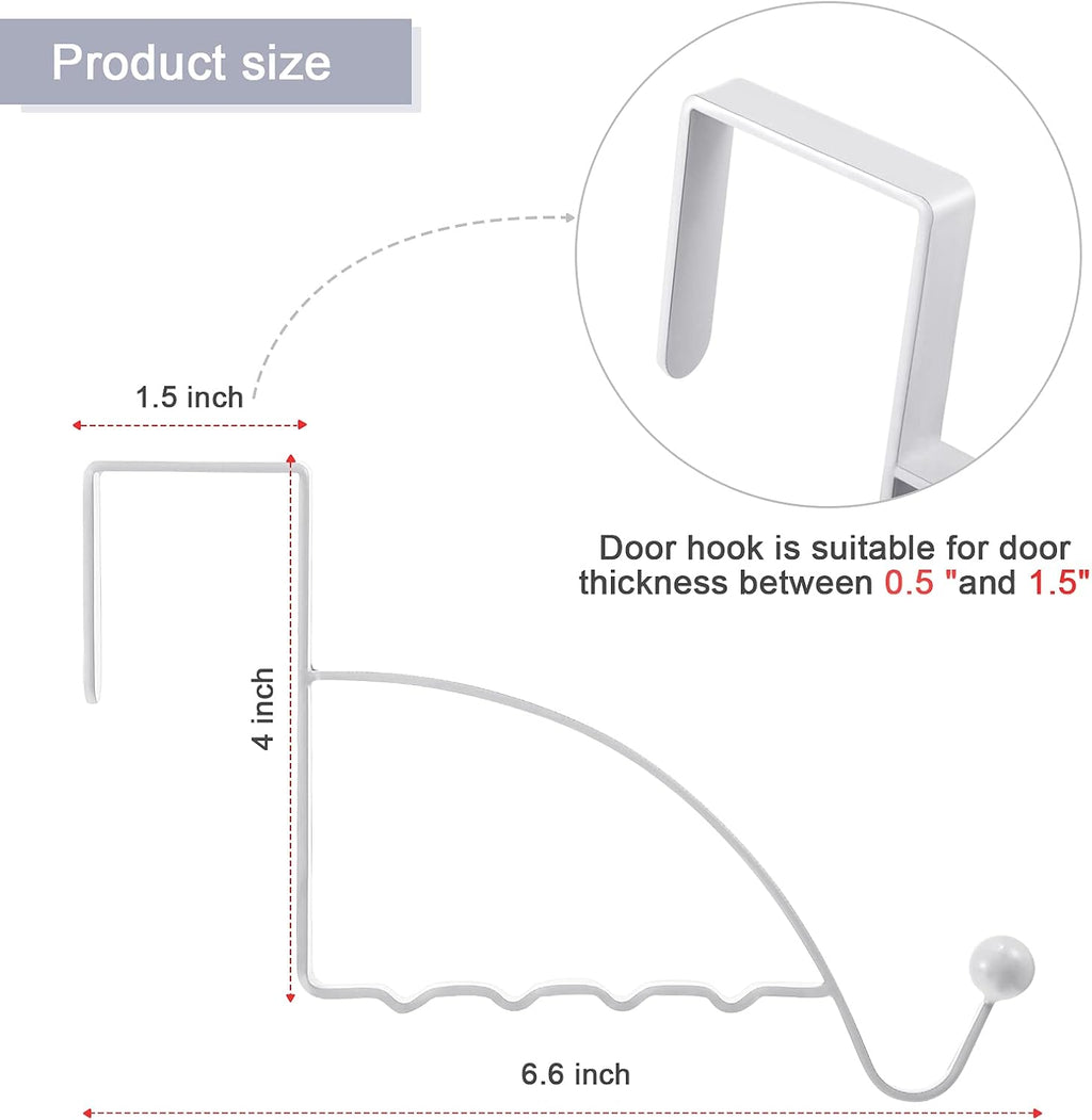Hotop 2 Pcs Metal Over The Door Hooks, Clothes Hanger, White