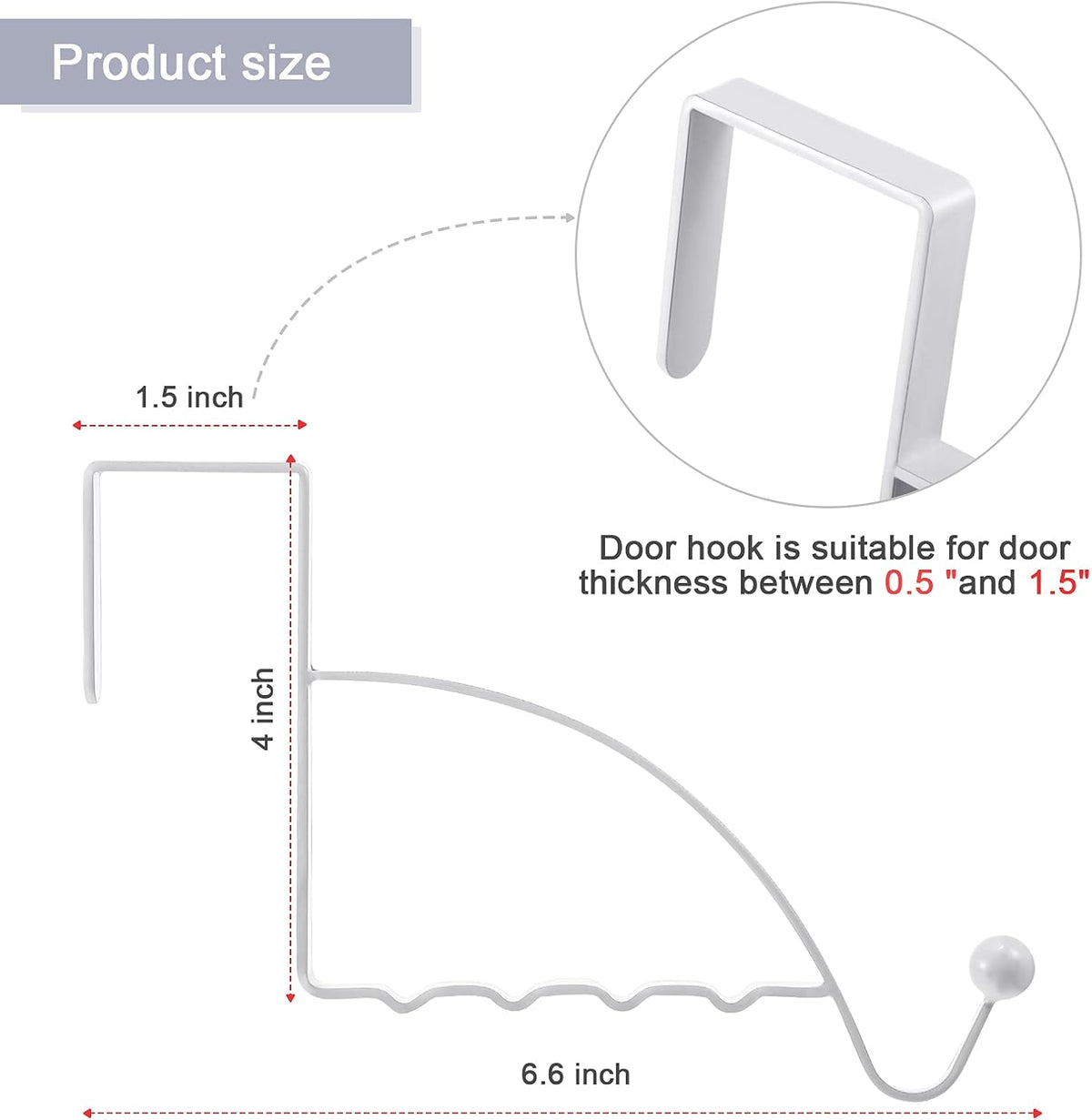 Hotop 2 Pcs Metal Over The Door Hooks, Clothes Hanger, White