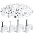 MAQIHAN Cable Clips - 100PCS, 8mm 10mm Wire Staples with Steel Nails, White