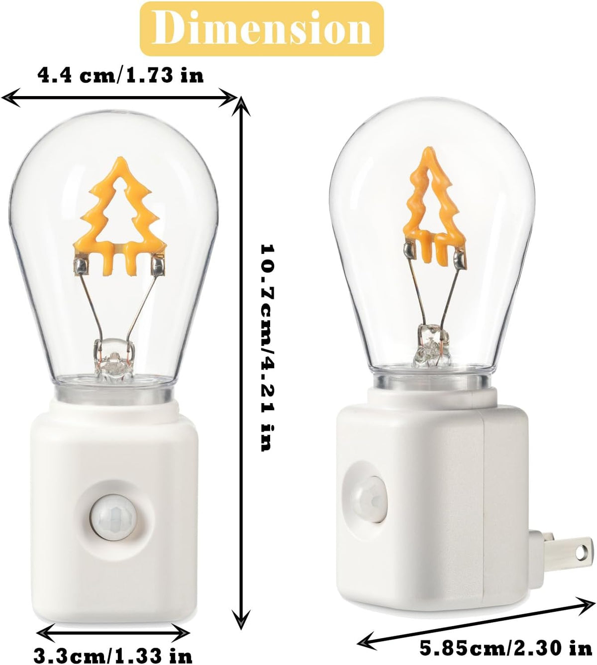 Led Night Light Lamp Plug in, Montion Activated, 1W Dimmable Light, 2200K Warm White, Pack of 1