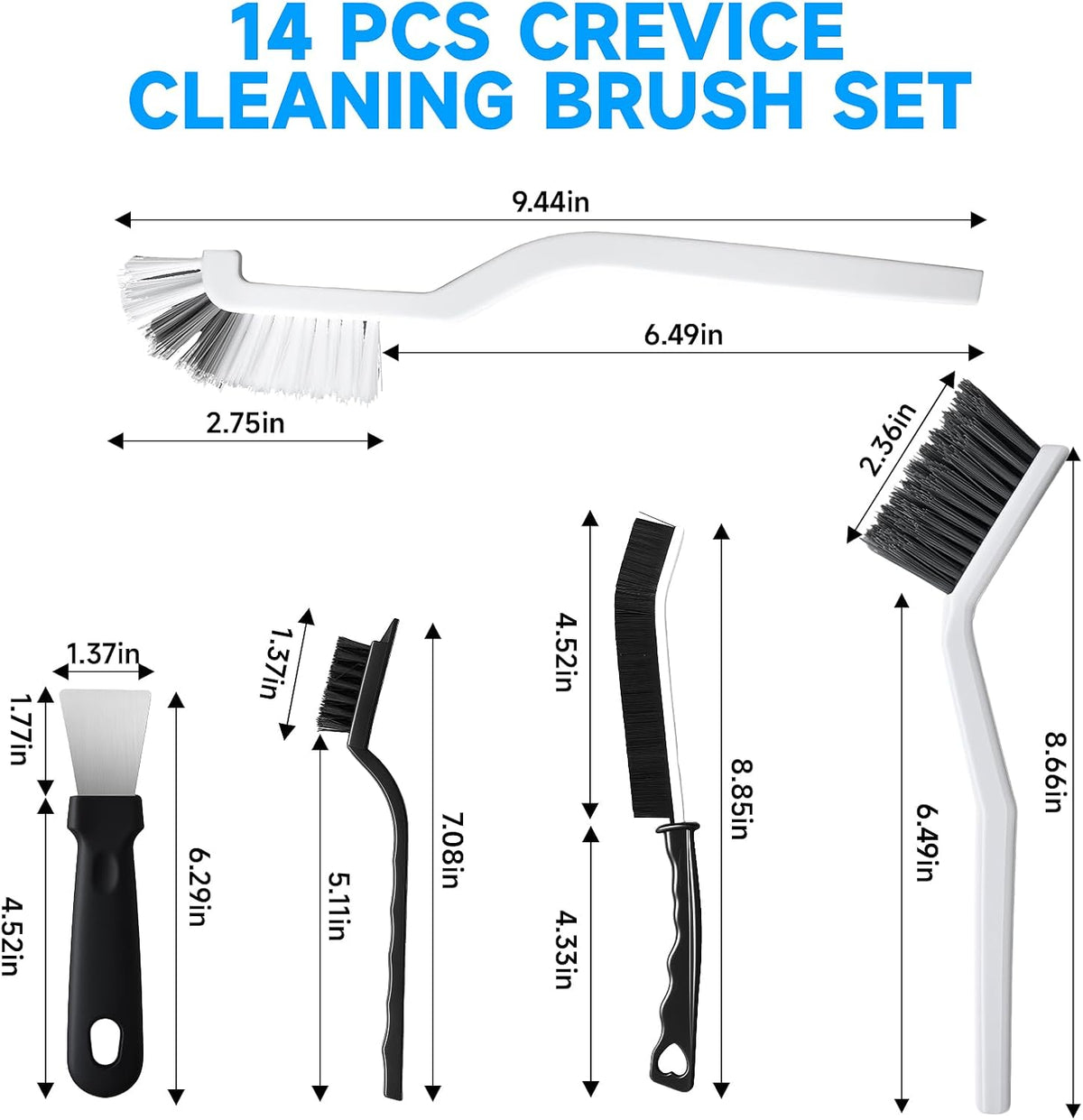 14Pcs Crevice Cleaning Brush Set, V Shape Grout Cleaner Brush for Deep Cleaning Gap, Hard Bristle Scrub Brushes Tools, Cleaning Supplies for Household Use, Bathroom, Kitchen, Toilet, Window