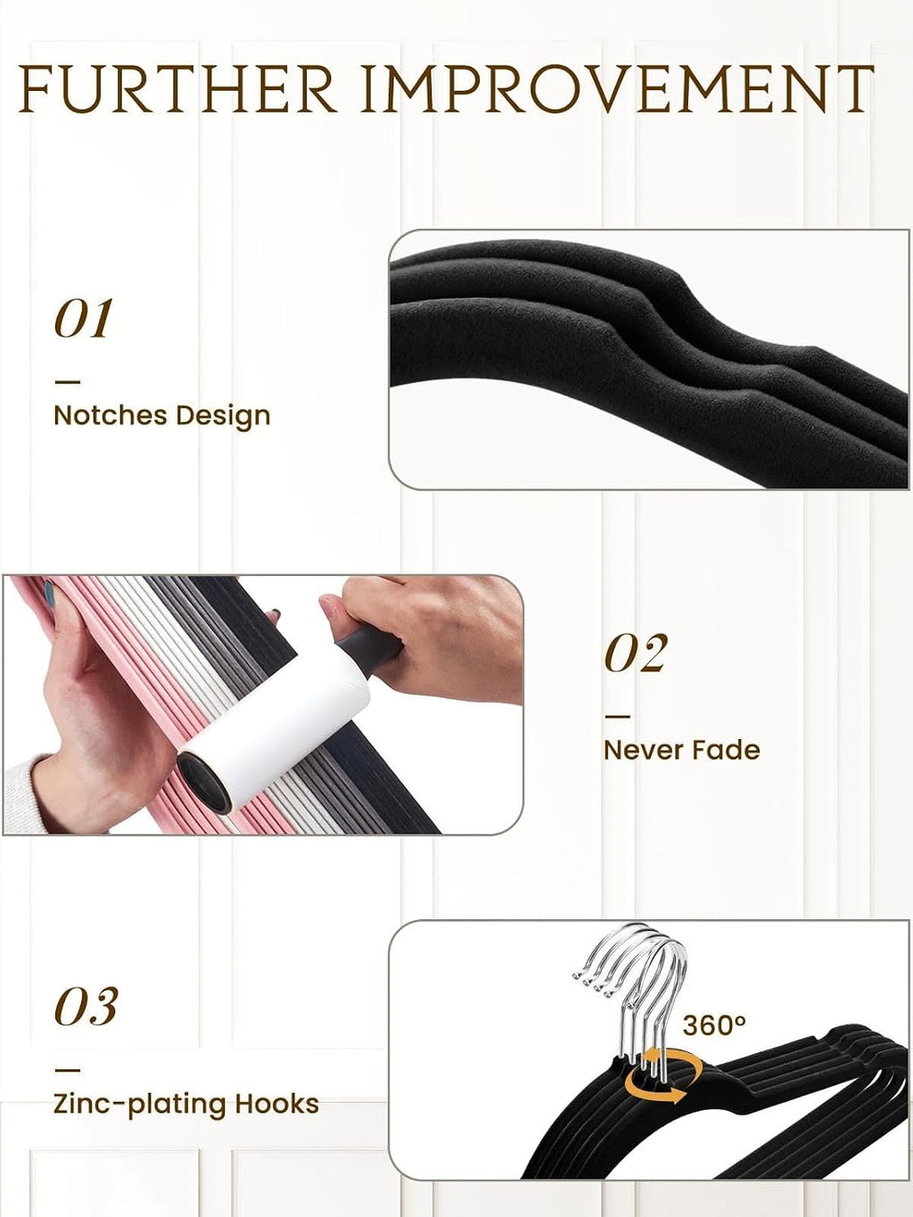 Black Velvet Hangers 70 Pack, Non Slip Felt Slim Hangers for Space Saving