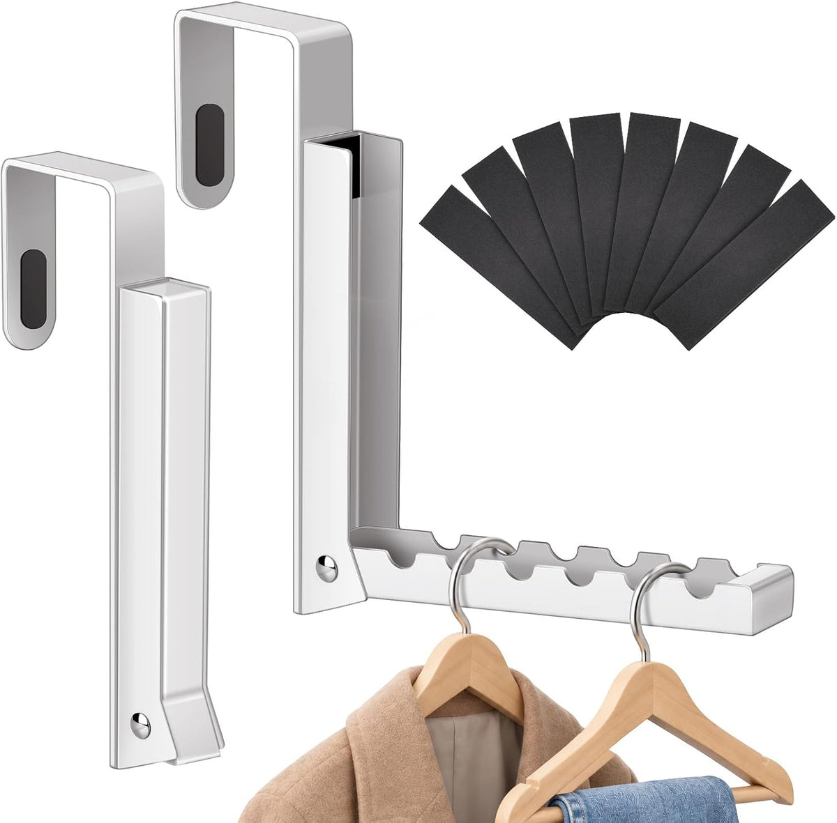 2-Pack Over the Door Hanger Hooks with Extra Anti-slip Pads for Laundry
