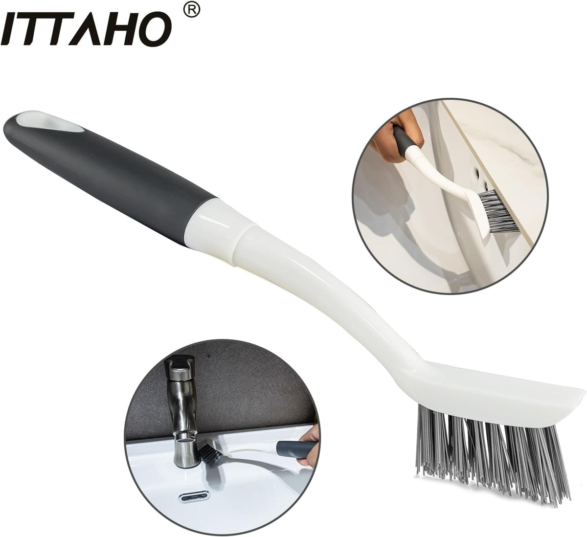 Shower Tile Tub Scrubber Brush with 4 Cleaning Heads,Floor Scrub Brush with 56''Long Handle, Shower Cleaner Brush & Grout Cleaner Brush Set for Shower,Tile, Tub, Bathroom,Kitchen,Walls,Sink