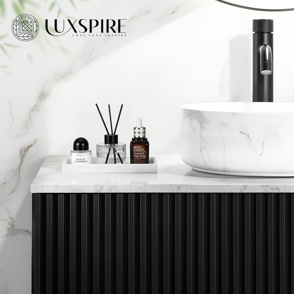 Luxspire 2 Pack Silicone Bathroom Tray 7.9" Vanity Tray, White