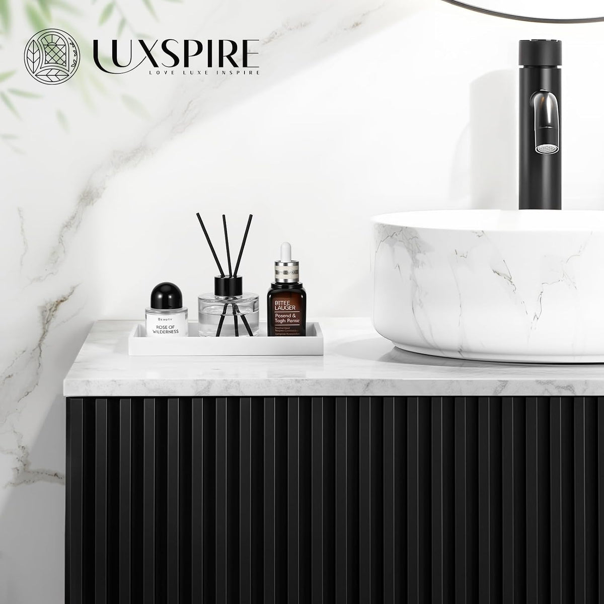 Luxspire 2 Pack Silicone Bathroom Tray 7.9" Vanity Tray, White