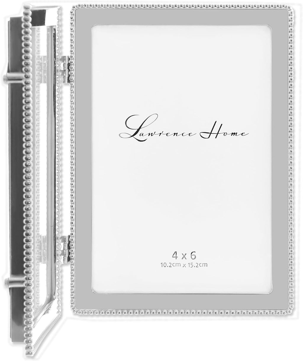 Lawrence Frames Metal Frame, Caviar Bead, Silver, 4x6 Double