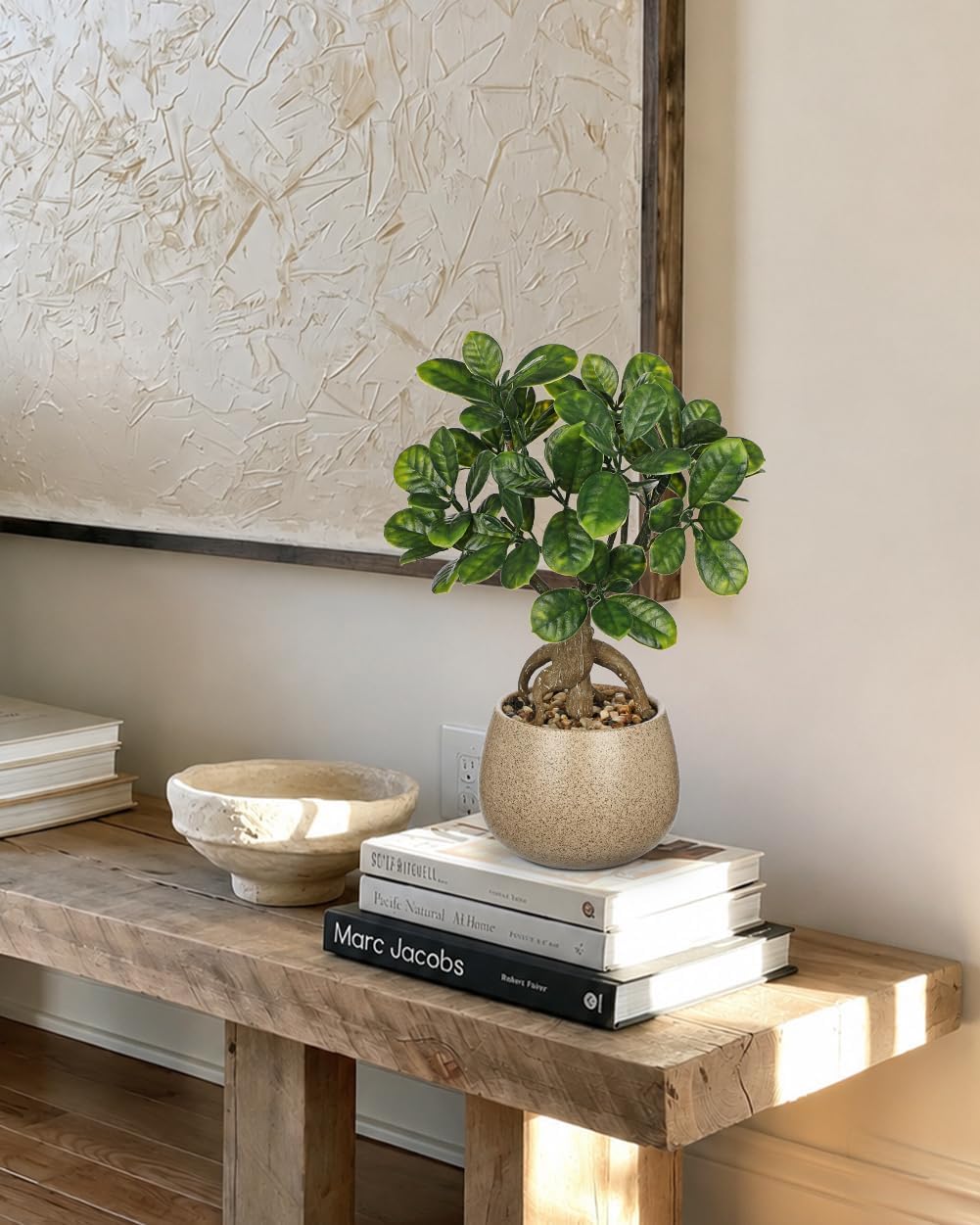 Artificial Bonsai Tree Fake Small Bay Plant with Ceramic Pot Indoor Bonsai