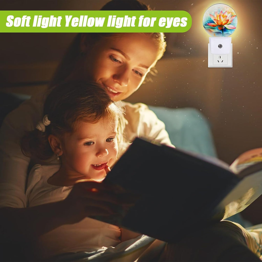 Magic Lotus Flower Bloom Night Light,Floral Plug-in Night Lights with Dusk-to-Dawn Sensor for Bedroom Bathroom and Living Room Sleep Friendly lamp