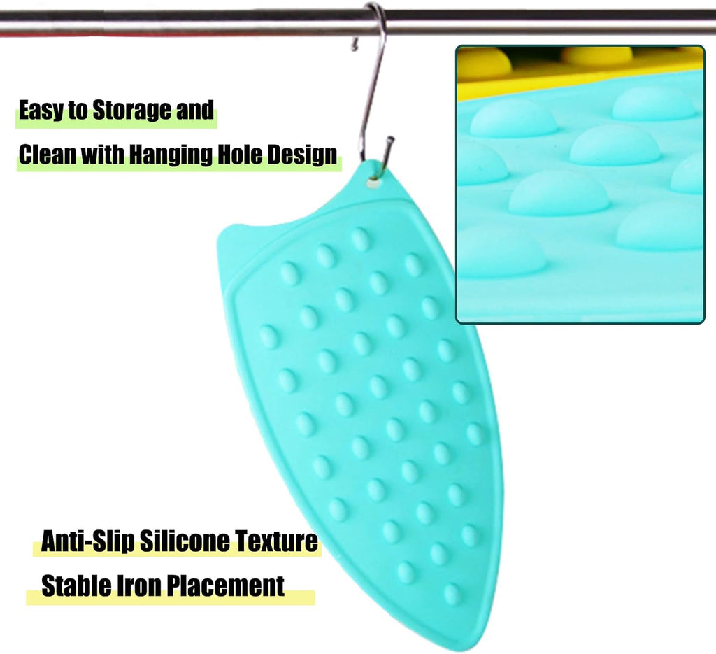 LeLehome Silicone Anti-Slip Iron Rest Pad for Ironing Board Hot Heat Resistant Steam Compact Mat, Home Kitchen Mat Blue Green, Teal
