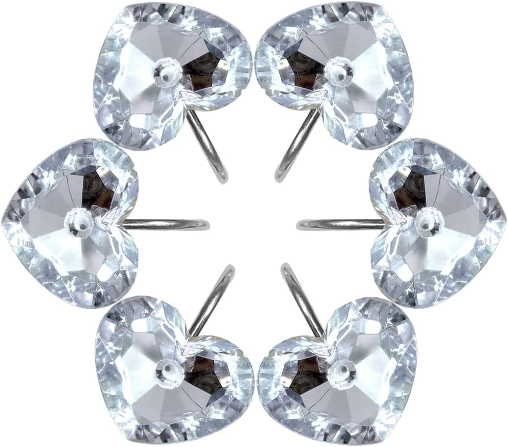 Romantic Angels 12PCS Shower Curtain Hooks Rings for Bathroom, Stainless Steel Rust Resistant Decorative Rhinestones Shower Curtain Hooks for Shower Curtains and Shower Rod (Silver Heart)