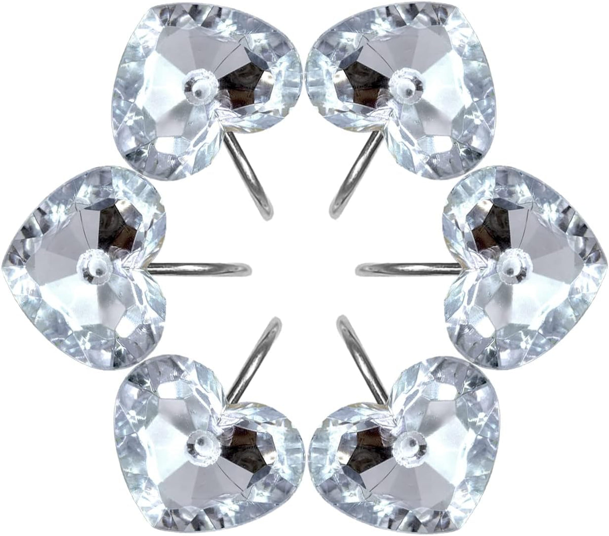 Romantic Angels 12PCS Shower Curtain Hooks Rings for Bathroom, Stainless Steel Rust Resistant Decorative Rhinestones Shower Curtain Hooks for Shower Curtains and Shower Rod (Silver Heart)