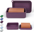 AIDIMMING Jumbo Silicone Travel Soap Case for 10 oz Soap Bars (Deep Purple)
