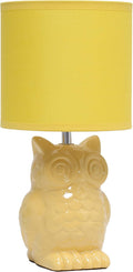 Simple Designs LT1136-DLN 12.8" Contemporary Ceramic Owl Bedside Table Desk Lamp w Matching Fabric Shade for Decor, Bedroom, Nightstand, Living Room, Entryway, Kids' Room, Nursery, Dandelion Yellow