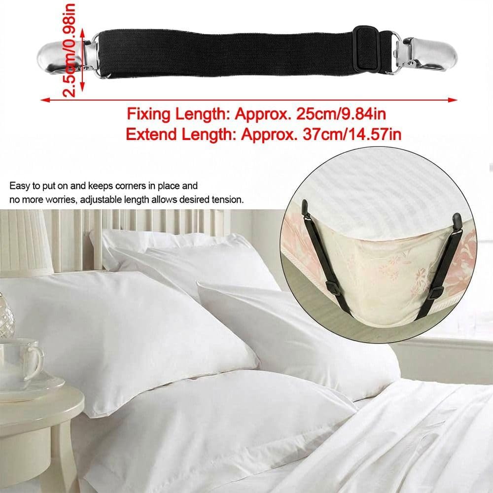 4Pcs/lot Adjustable Bed Sheet Clip Fasteners Straps Elastic Holder Fixing Clamp