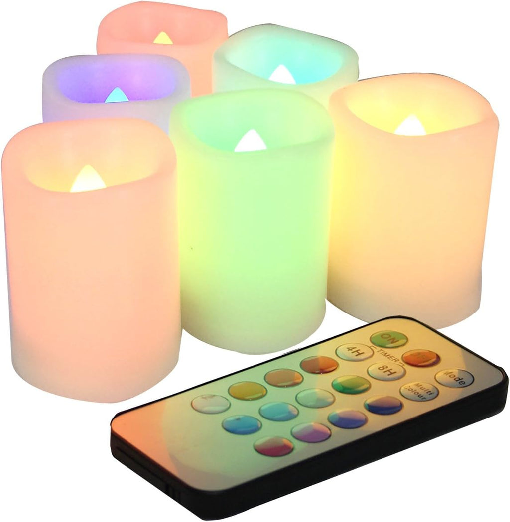 6 Battery Operated Flameless Color Changing LED Votive Candles w/Remote
